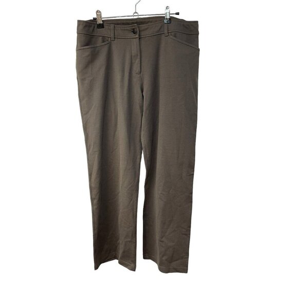 EILEEN FISHER BROWN PONTE KNIT RAYON NYLON SPANDEX BLEND STRETCH PANTS SIZE M - Picture 1 of 5